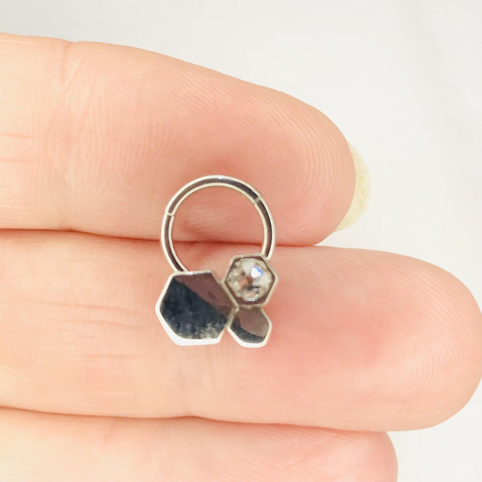 Hex Cluster Hinged Ring 16G