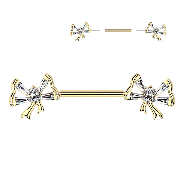 Baguette Bow Threadless Nipple Bar (Single)