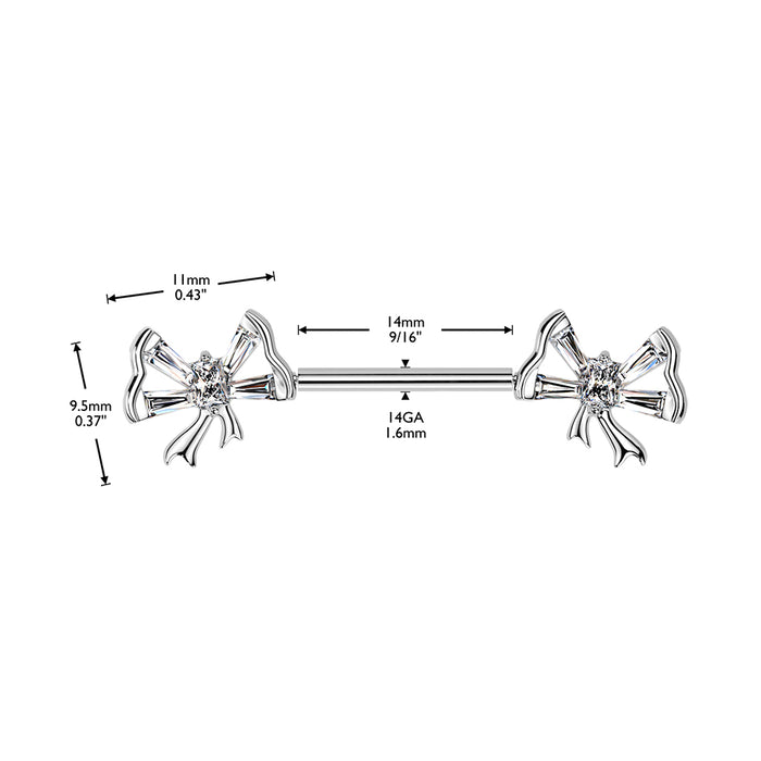 Baguette Bow Threadless Nipple Bar (Single)