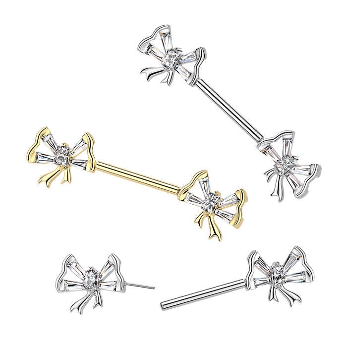 Baguette Bow Threadless Nipple Bar (Single)