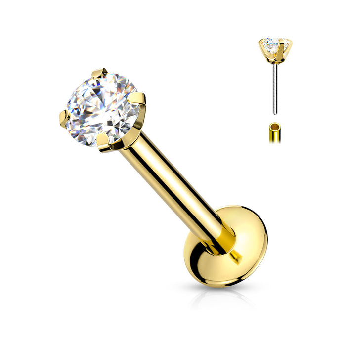 Threadless Prong Gem Labret