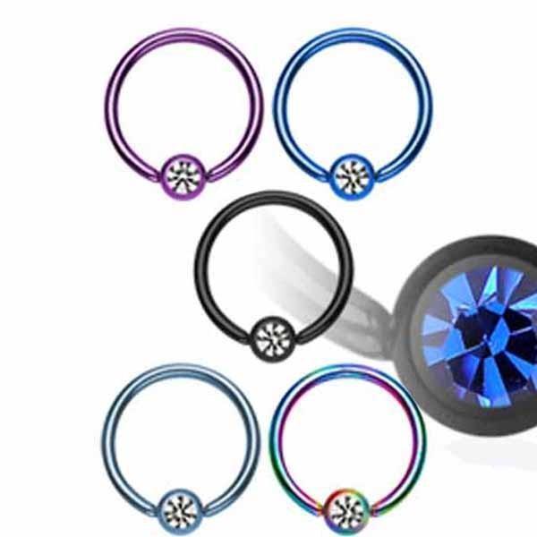 IP Gem Captive Ring 18G 16G 14G