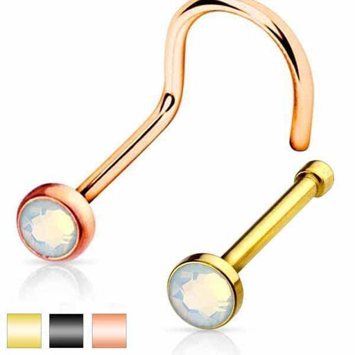 IP Opalite Nose Screw-Bone 20G