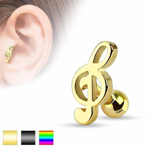 IP Treble Clef Cartilage Bar 16G