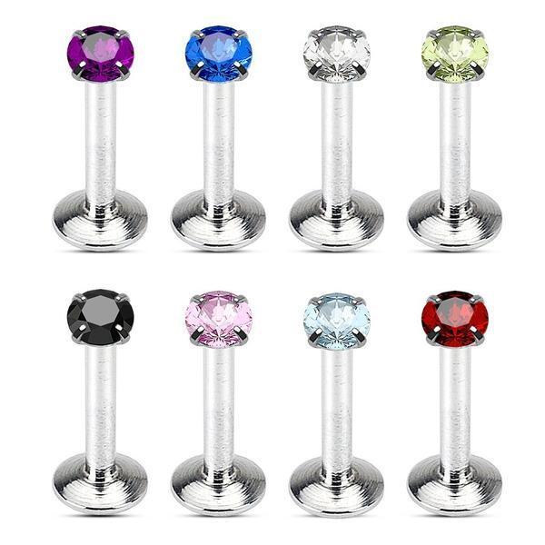 IT Prong Gem Labret 16G