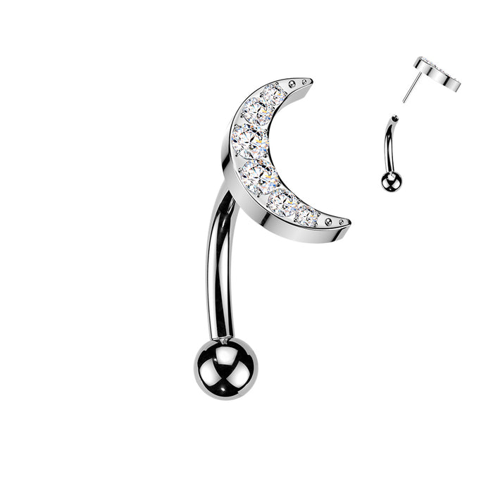 Titanium Threadless Crescent Moon Curve 16G