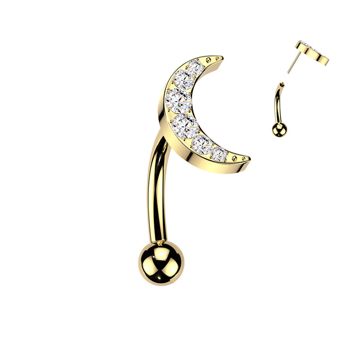 Titanium Threadless Crescent Moon Curve 16G