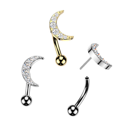 Titanium Threadless Crescent Moon Curve 16G