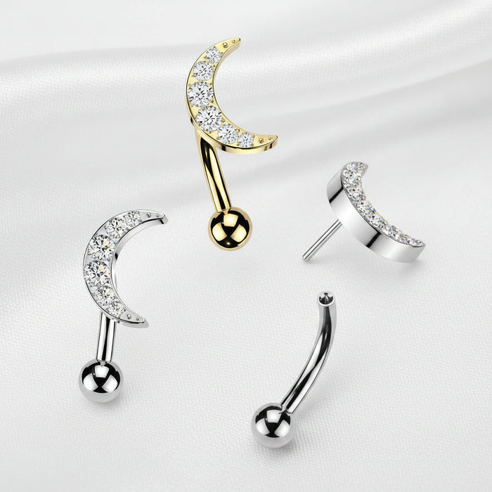 Titanium Threadless Crescent Moon Curve 16G