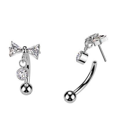 Titanium Threadless Bow Curve 16G