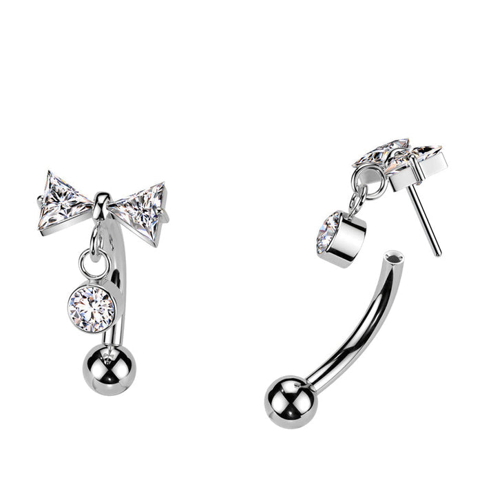 Titanium Threadless Bow Curve 16G