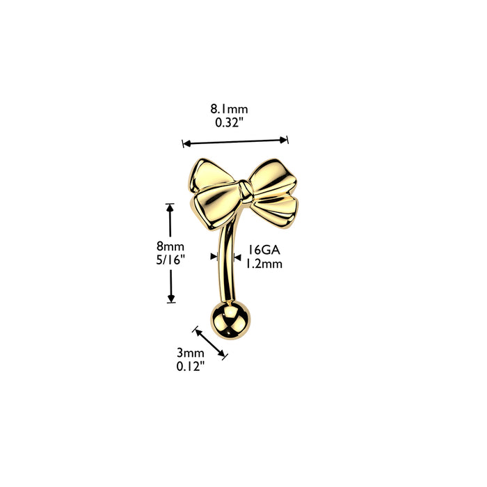 Titanium Threadless Bow Curve 16G