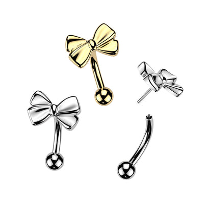 Titanium Threadless Bow Curve 16G