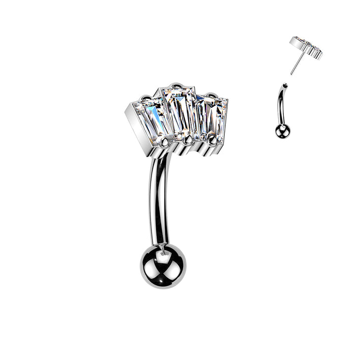 Titanium Threadless Baguette Curve 16G