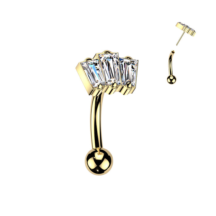 Titanium Threadless Baguette Curve 16G