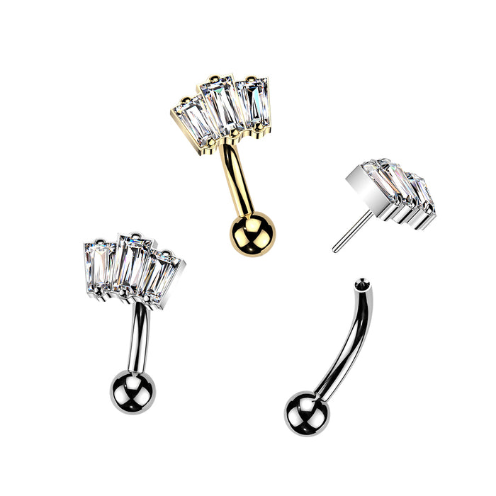 Titanium Threadless Baguette Curve 16G