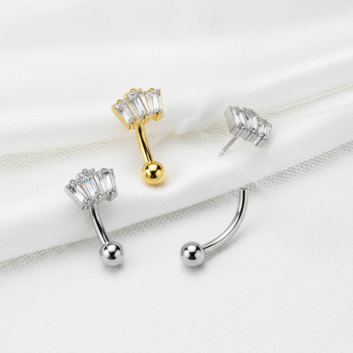 Titanium Threadless Baguette Curve 16G