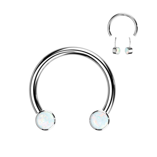Body Jewelry - Titanium Opal Threadless Horseshoe 16G
