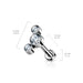 Titanium Triple Gem Labret – 16G Solid Titanium Threadless Labret with Central 4 mm and Side 3 mm CZ Gems with measurements