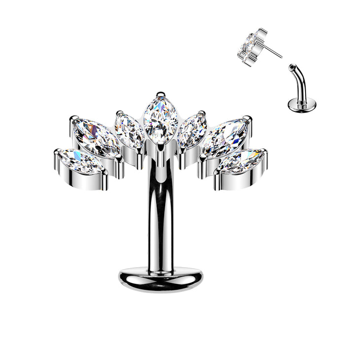 Titanium Threadless 7 Marquise Floating Belly Bar
