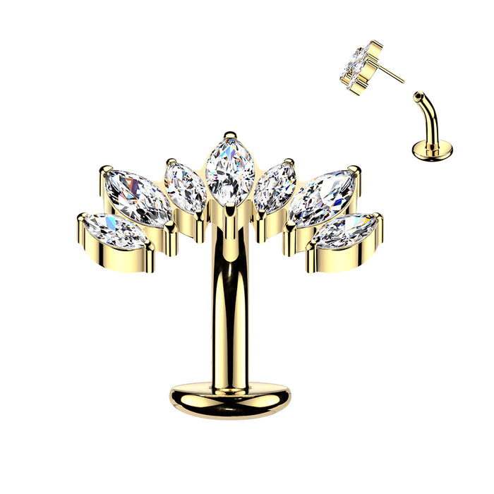 Titanium Threadless 7 Marquise Floating Belly Bar