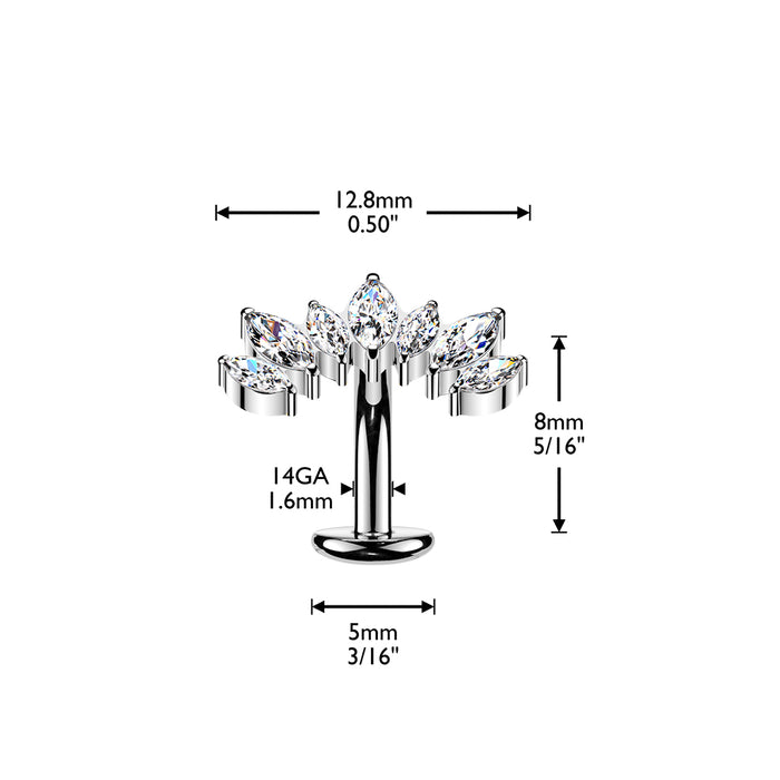 Titanium Threadless 7 Marquise Floating Belly Bar