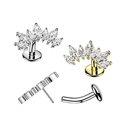 Titanium Threadless 7 Marquise Floating Belly Bar