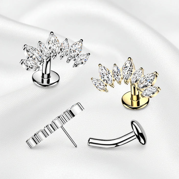Titanium Threadless 7 Marquise Floating Belly Bar