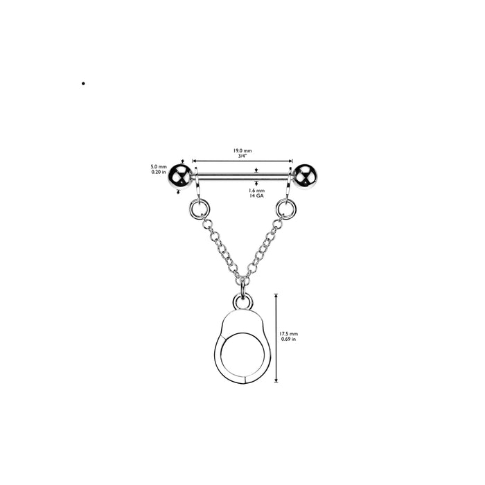 Handcuff Nipple Dangle (Single) 14G