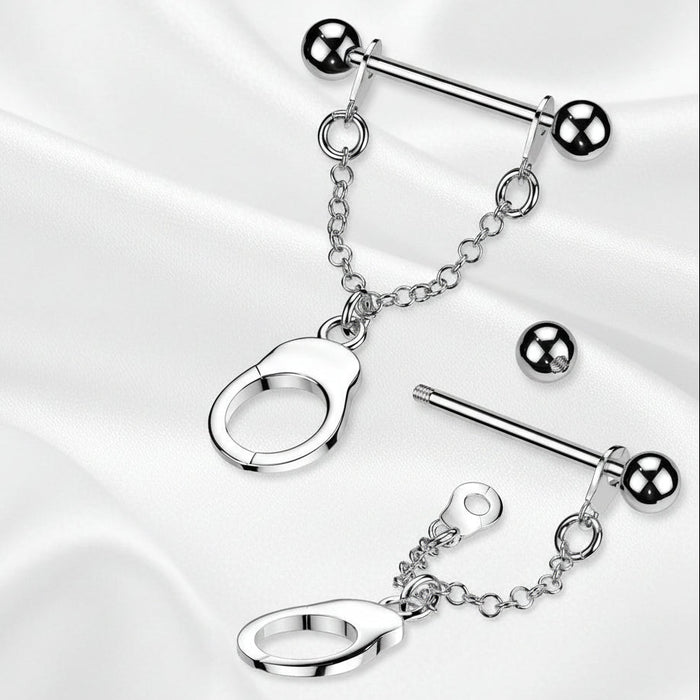 Handcuff Nipple Dangle (Single) 14G