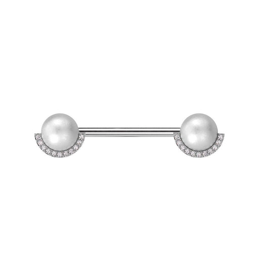 Pearl Nipple Bar 14G-My Body Piercing Jewellery