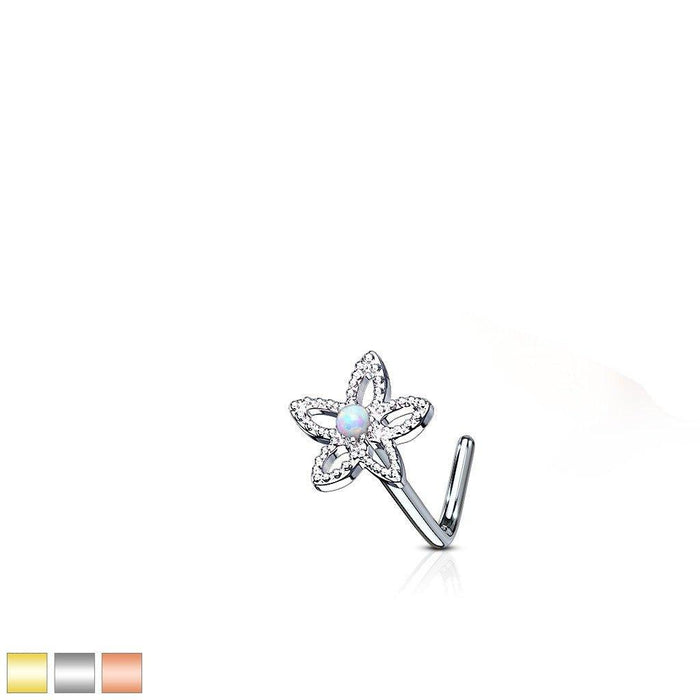 Large Flower Nose L Bend 20G