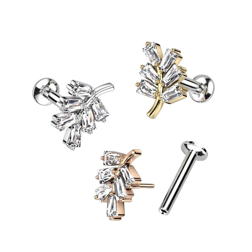Threadless Labret Taper Leaf Threadless Labret 16G — Totally Pierced