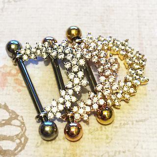 Linked Flowers Nipple Dangle 14G