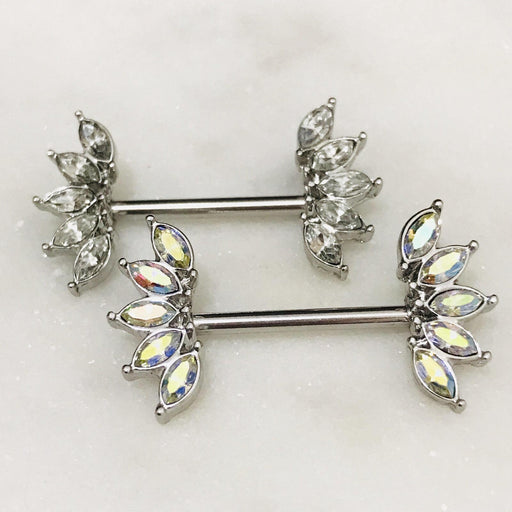 Marquise Gem Fan Nipple Bar 14G