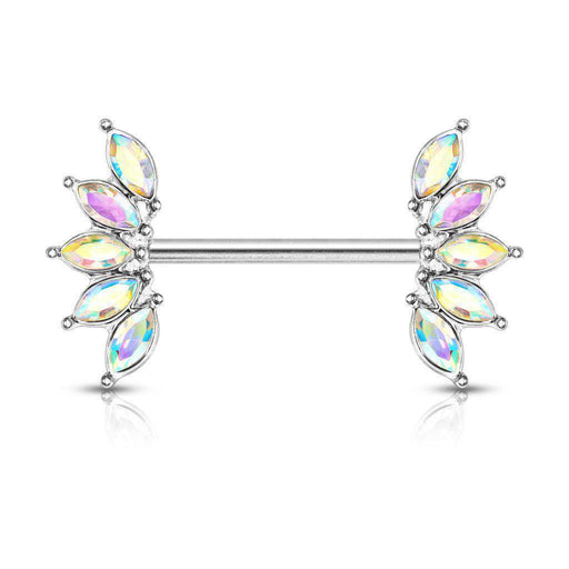 Marquise Gem Fan Nipple Bar 14G