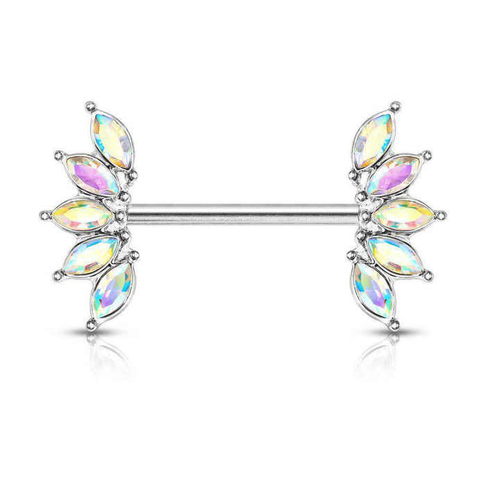 Marquise Gem Fan Nipple Bar 14G