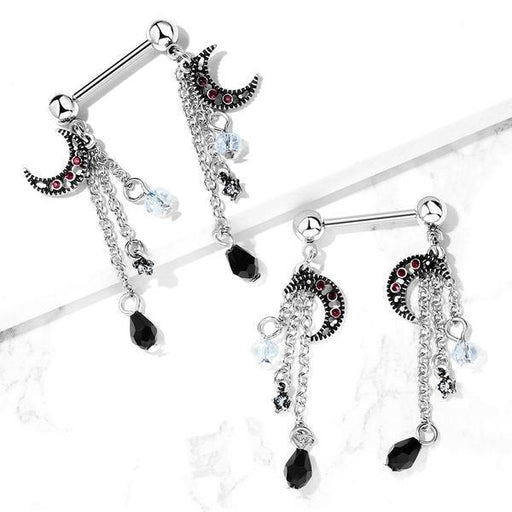 Moon Bead Dangle Nipple Bar 14G (Single)