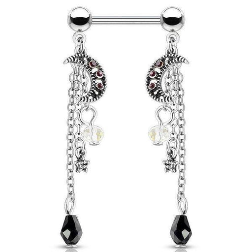 Moon Bead Dangle Nipple Bar 14G (Single)