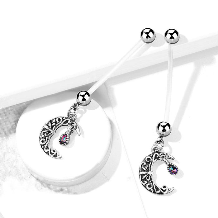 Moon Pregnancy Belly Bar 14G