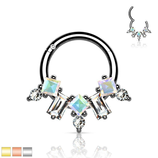 Multi Gem Hinged Ring 16G 8mm