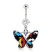 Mustache Butterfly Belly Bar 14G