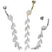 Vine Drop Belly Bar – 14kt Gold or Silver 316L Surgical Steel with Clear CZ Gems