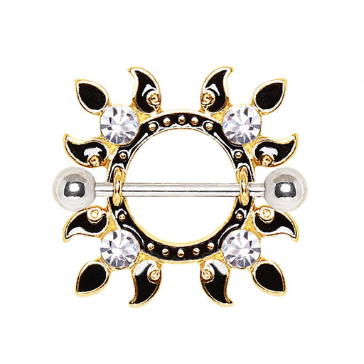 Black & Gold Nipple Shield 14G (Single)-My Body Piercing Jewellery