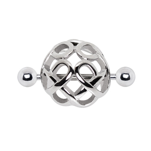 Dome Nipple Cuff – 316L Stainless Steel Barbell with Ornate Dome Shield Design, 14G