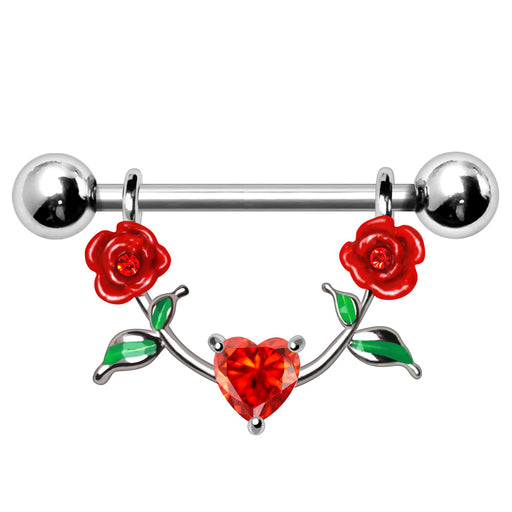 Nipple Bar with red roses and a heart on a white background