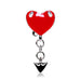 Devil Heart Top Drop Belly Bar – Black & Red Enamel 316L Surgical Steel Belly Piercing Jewellery