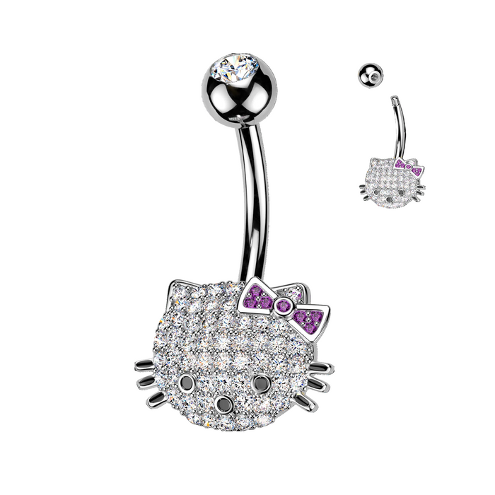 Gem Cat Belly Bar 14G
