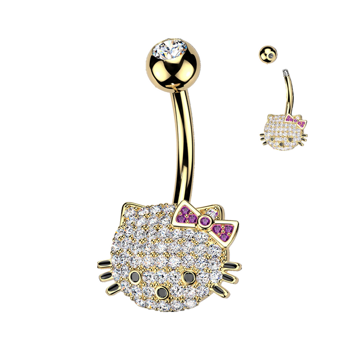 Gem Cat Belly Bar 14G