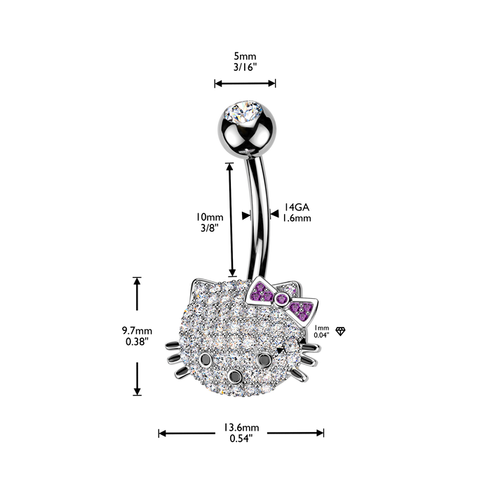 Gem Cat Belly Bar 14G